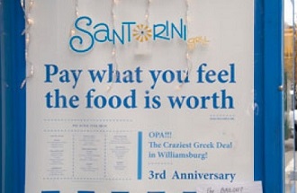 restaurant grec le Santorini pay what you feel