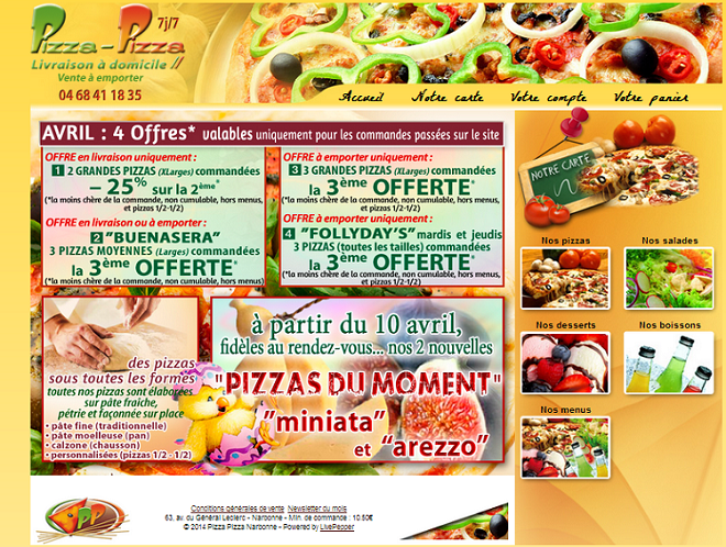Page accueil Pizza Narbonne