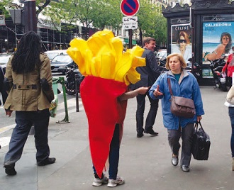 Homme sandwich pour la friterie De Clercq