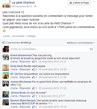 Jeu concours Facebook Petit Charbon