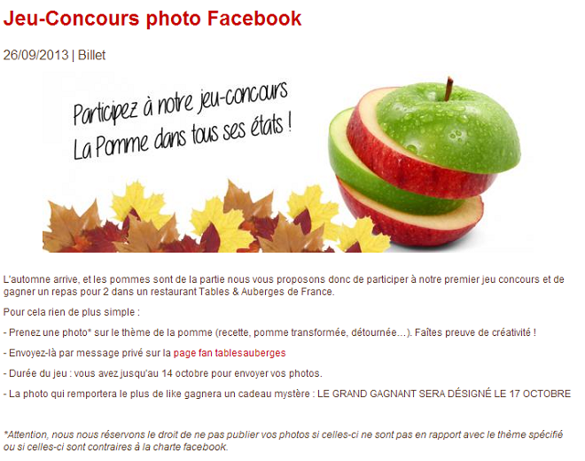 Jeu concours Facebook pour les entreprises