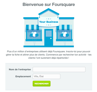 Créer une page sur Foursquare