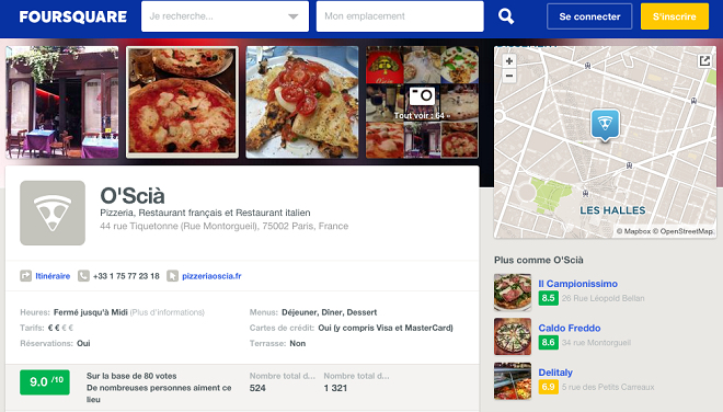 Pizzeria sur Foursquare