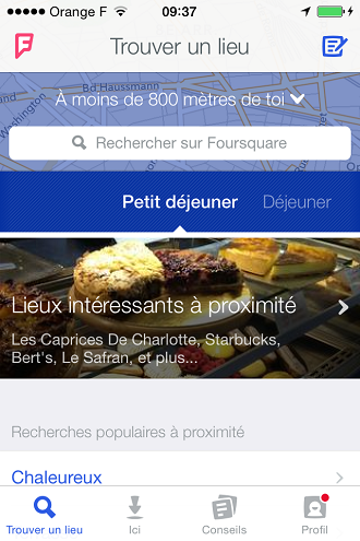 Trouver un restaurant sur Foursquare