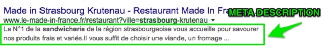 Meta description restaurant