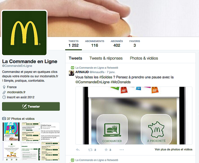 Commande en ligne MacDonalds