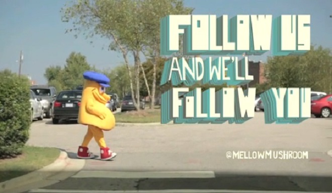 Mellow Mushroom follow us marketing campaign