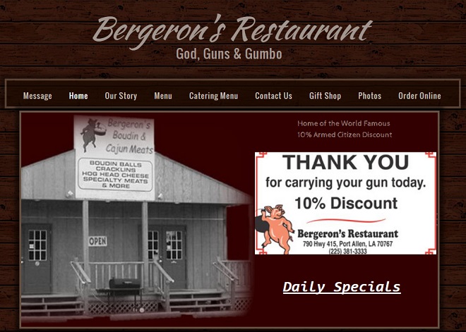 Bergeron's restaurant en Louisiane