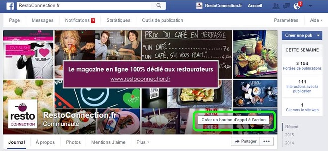 bouton call to action pour restaurant