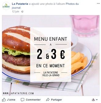 Offre menu enfants au restaurant