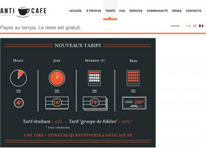 Les tarifs de l'anti café