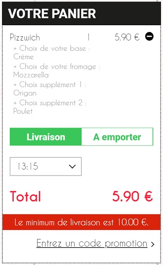 commande en ligne restaurant minimum de commande